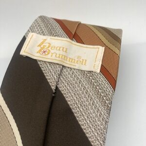 Vintage Beau Brummell Brown Orange Striped Tie‎  Retro Neck Tie